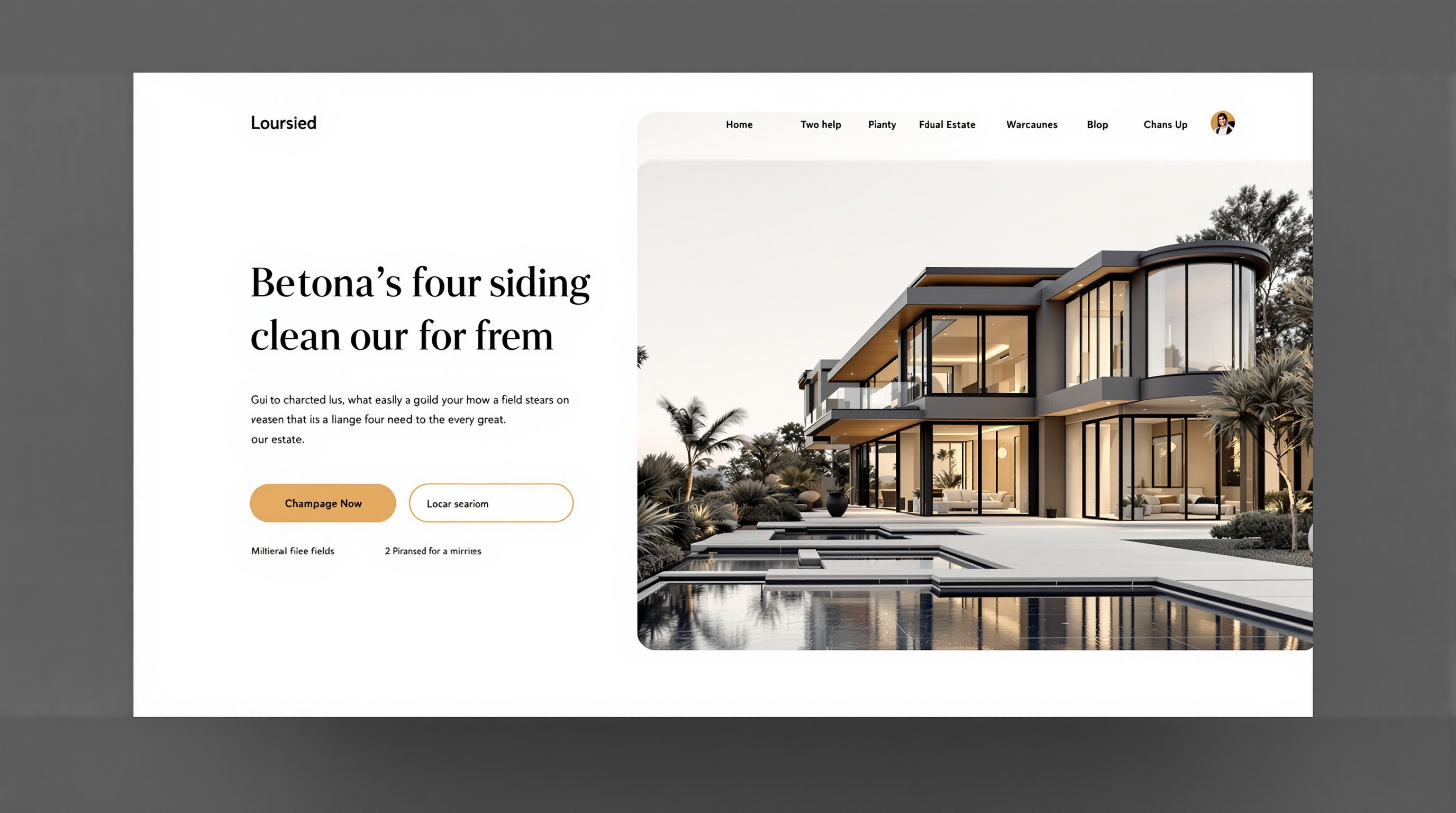 Real estate landing page mockup