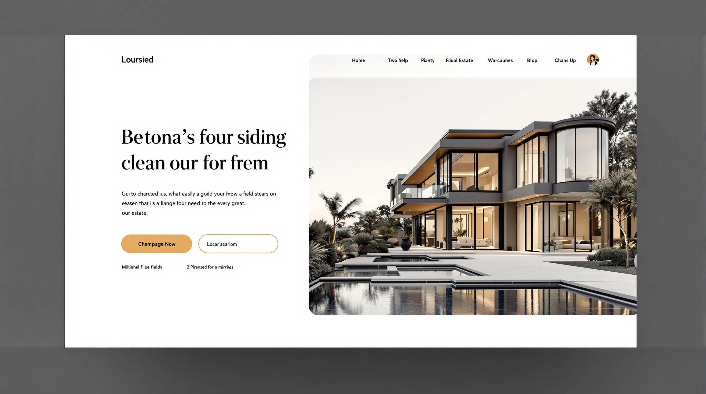 Real estate landing page mockup